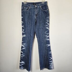 Nick & Sarah Womens Juniors Denim Blue Jeans Size 9/10 5-Pocket Bleached Stripes